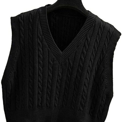 Korean Version Women's Fashion Knit Cardigan Turtleneck V-Neck Backless Sweater Sleeveless Top