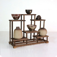 桌面博古架实木多宝阁茶具小架子中式展示架茶杯摆件置物架收纳架