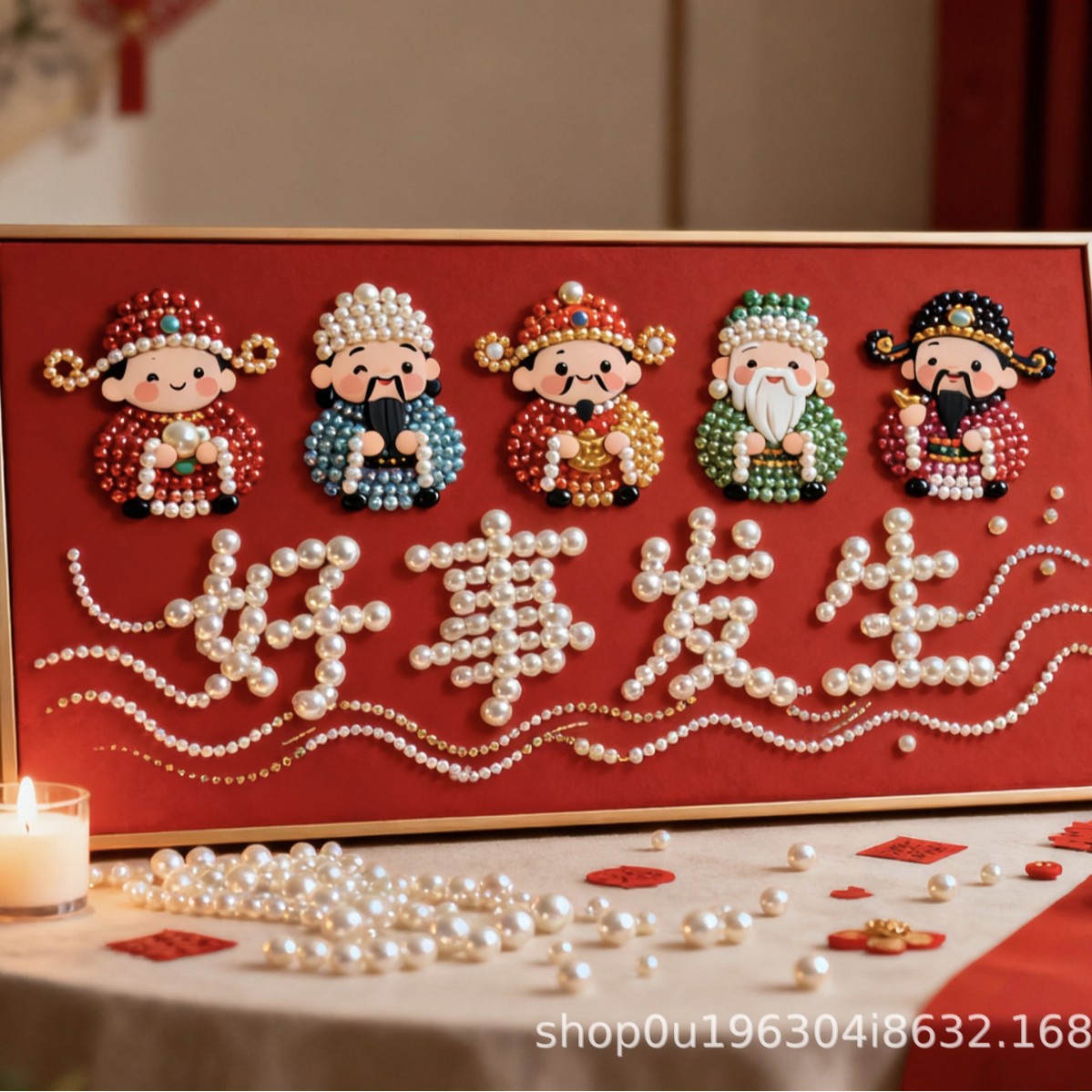 God of Wealth Five Blessings Pearl Painting Handmade DIY Material Pack Digital Oil Painting Good Meaning New
