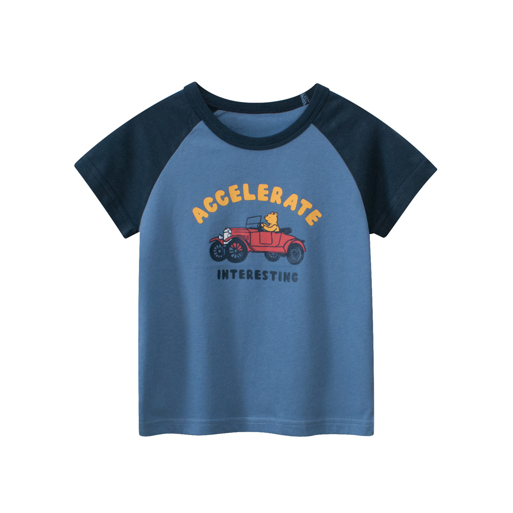 27kids ropa para niños coreanos camiseta de manga corta para niños 2024 verano nuevo estilo ropa para bebés para hombres suministro transfronterizo al por mayor