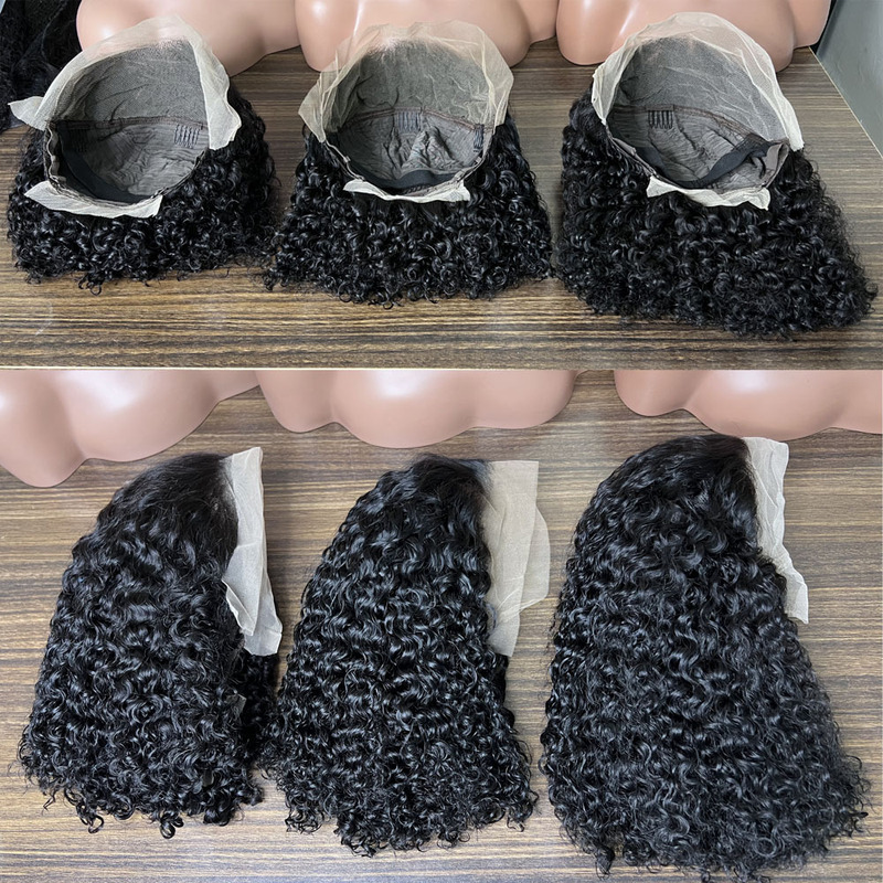 Real-life wig bob curly hair 13*4 front lace wig headgear human hair wig bob curly