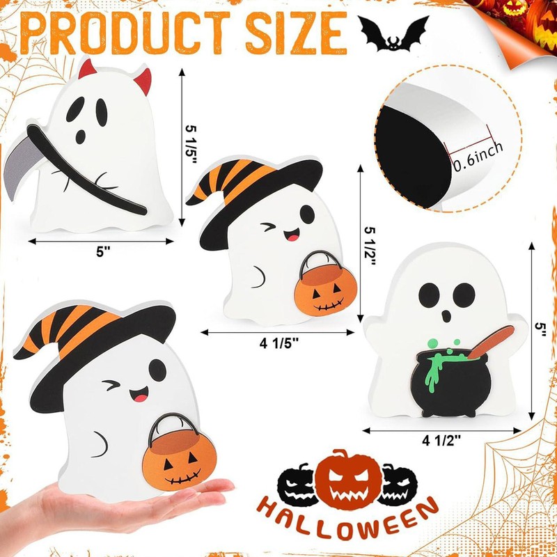 クロスボーダー新製品ハロウィンかわいいゴーストオーナメントハロウィンレイヤードトレイデコレーショングースト4ピースデスクトップセット|undefined