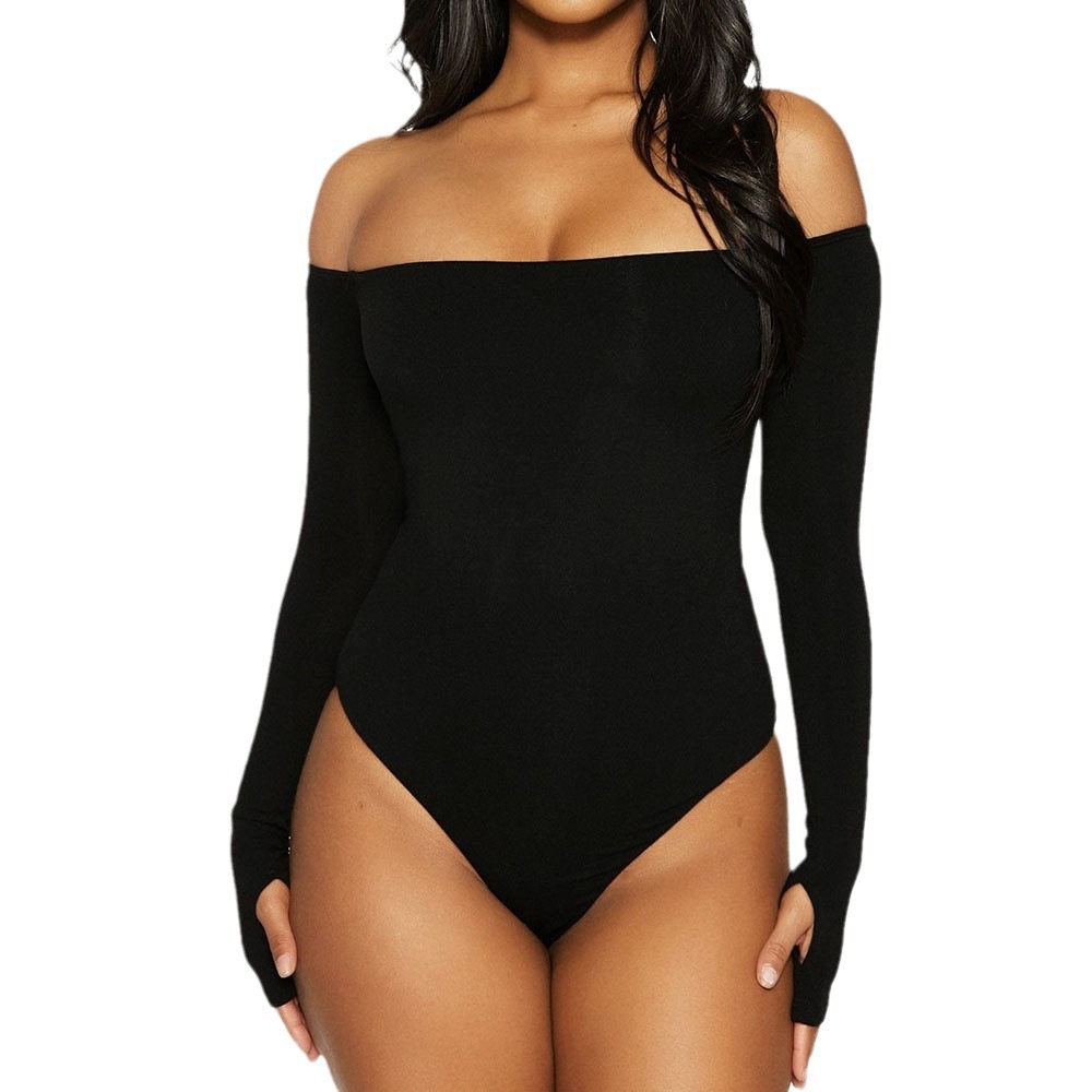 Mono ajustado de estilo europeo y americano personalizado, mono de un solo hombro de manga larga, top sexy de una pieza, venta al por mayor transfronteriza image 7