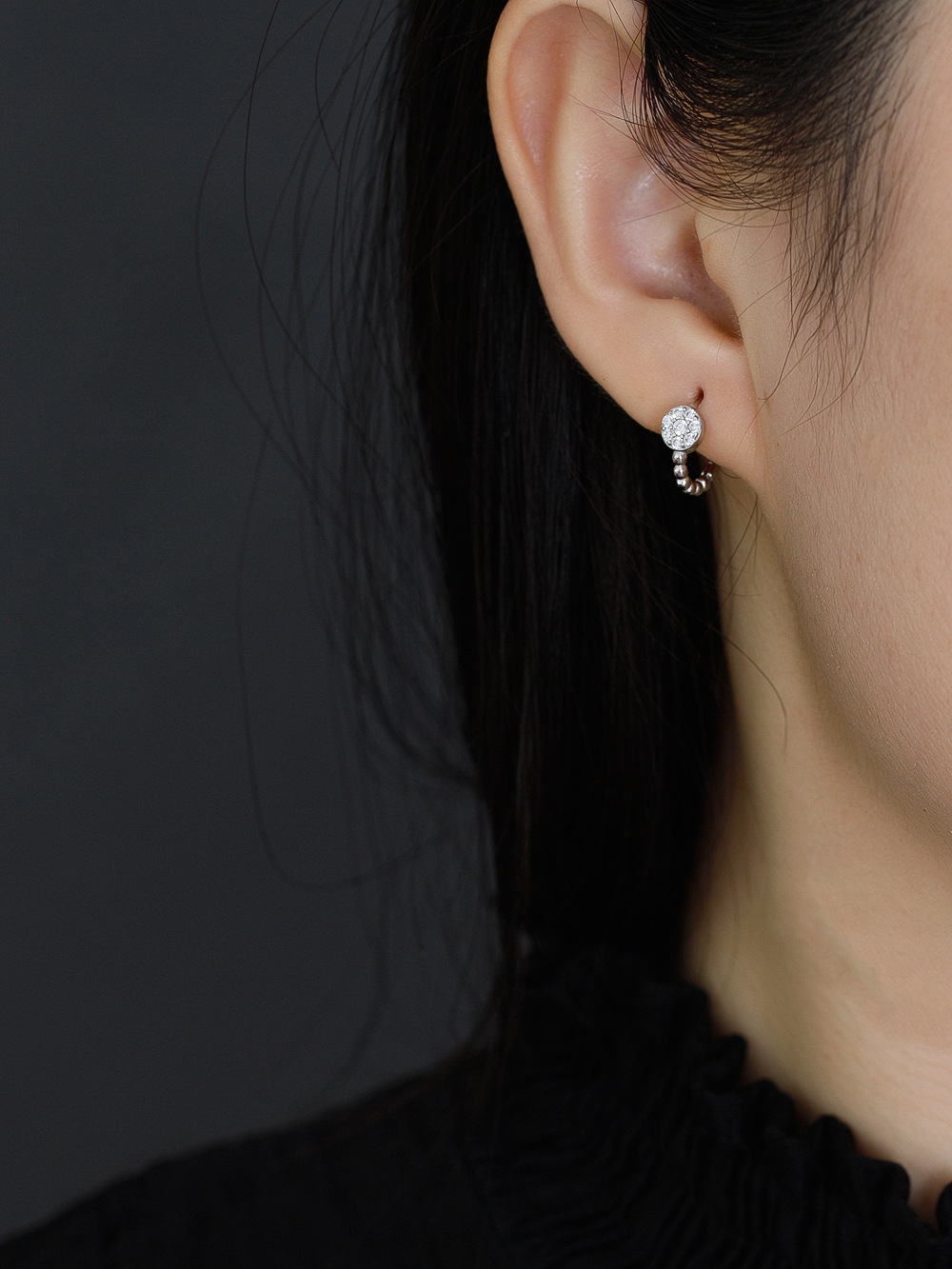 Fashion Geometric Sterling Silver Inlay Zircon Earrings 1 Pair