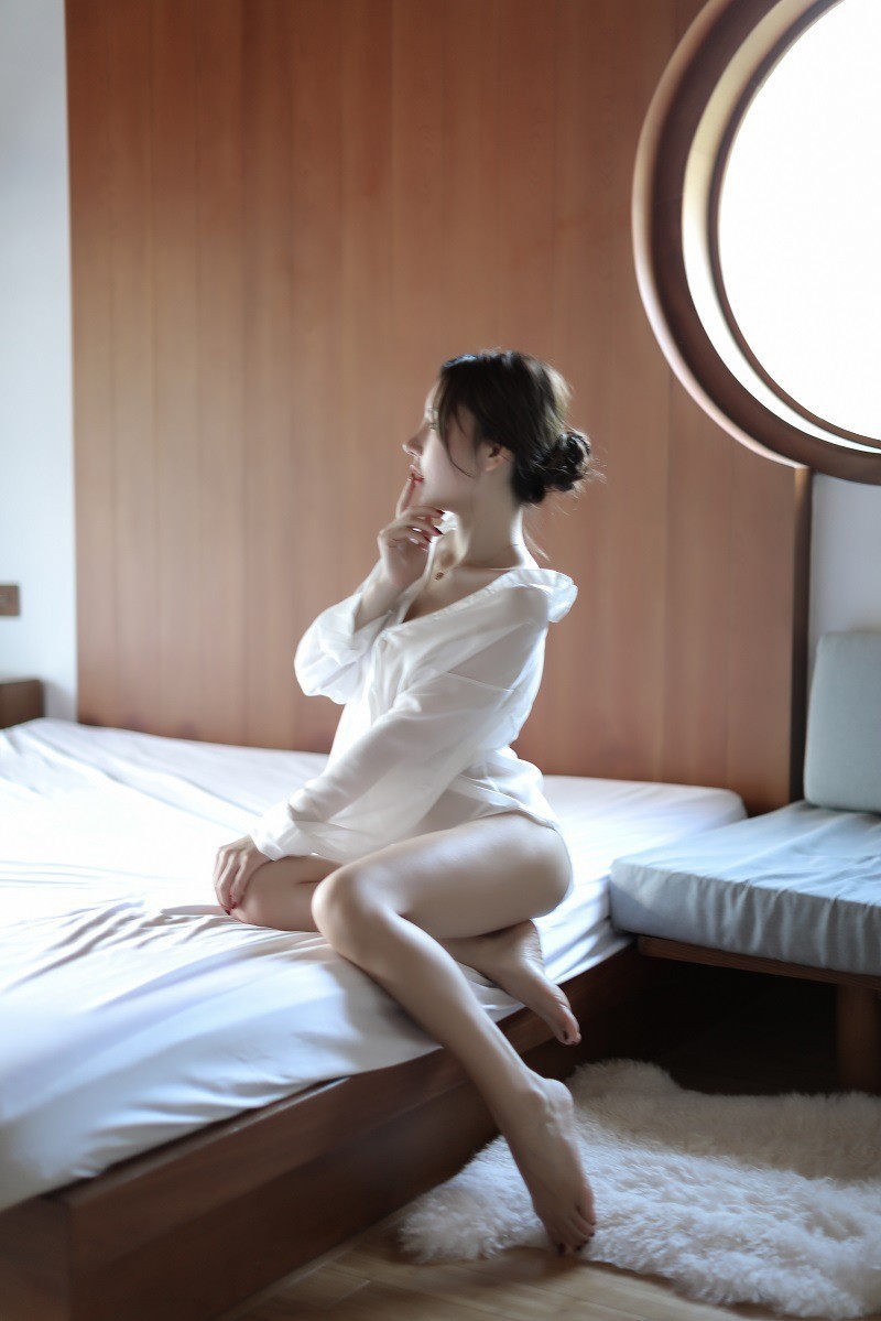 Sheer Chiffon Boyfriend Shirt Lingerie for Women, White Costume Uniform, One Size — detail image 4