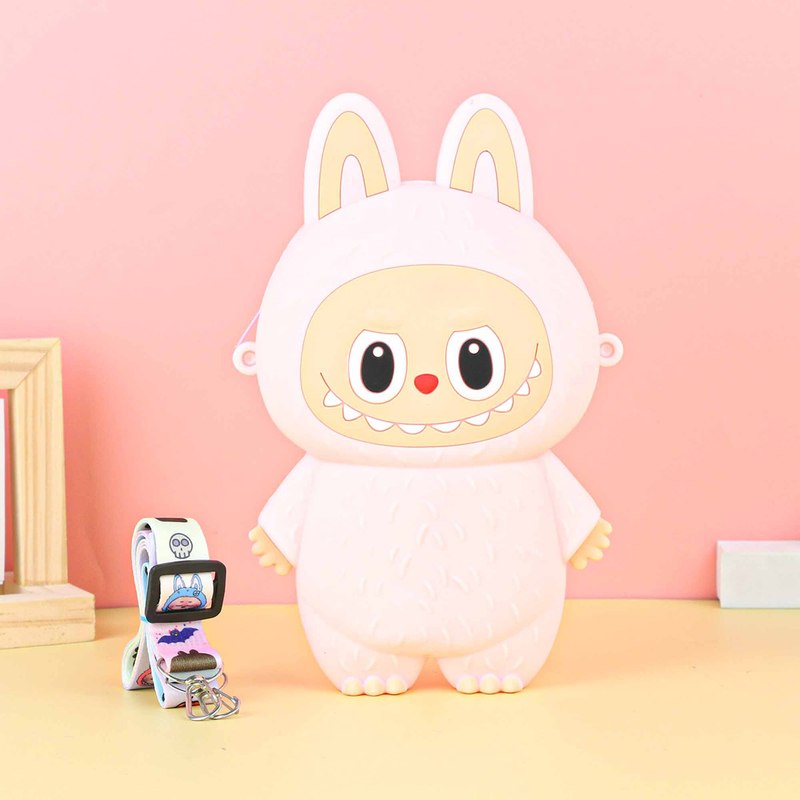 Labubu シリコーン携帯電話バッグ漫画かわいい誕生日ギフト弓シリコーン小銭入れハイエンドクロスボディバッグ|undefined