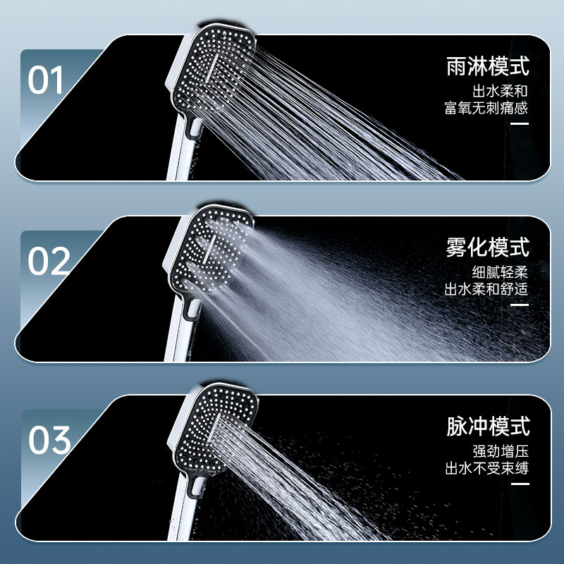 Shower head top spray bath set, three-speed pressurized nozzle, cross-border handheld simple square large panel canopy Specification drawing