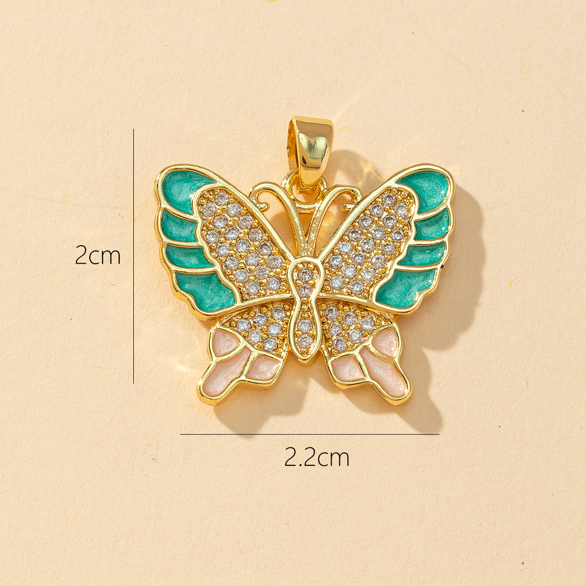 1 Piece Copper Rhinestones Butterfly Pendant display picture 7
