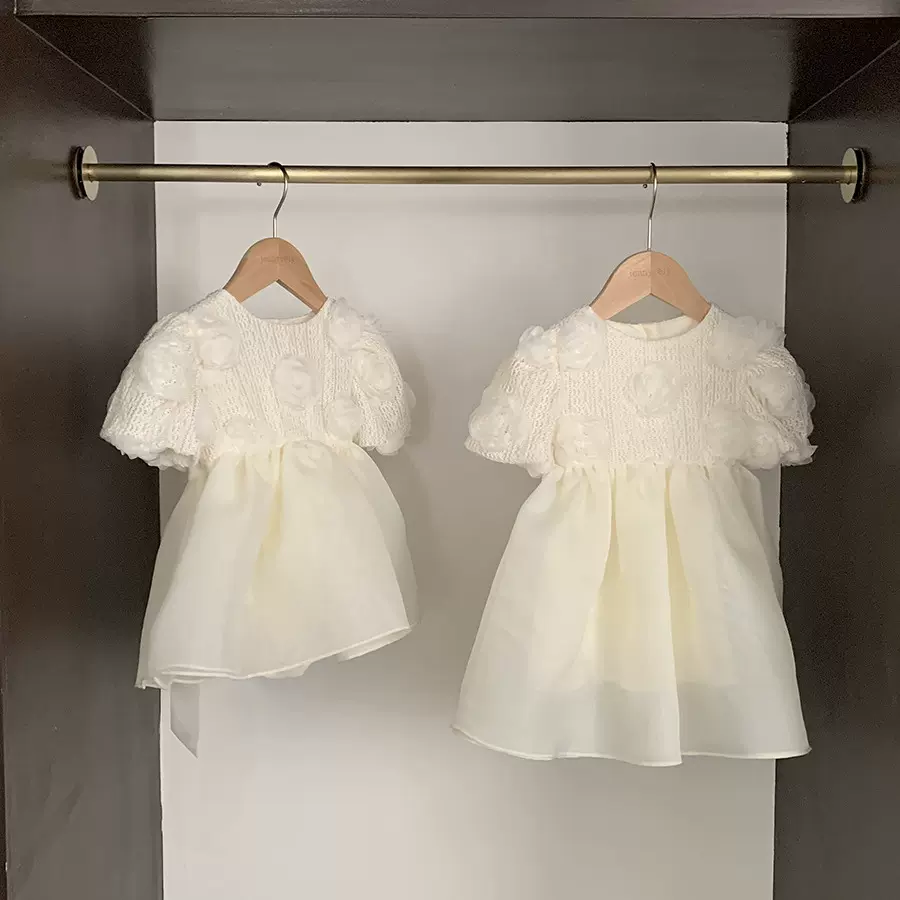 珍妮童装婴幼儿公主裙女宝宝衣服夏款洋气玫瑰花爬服裙百天纱裙