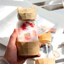 防烫简约杯子创意水杯女韩国个性清新透明带盖便携潮流可爱玻璃杯