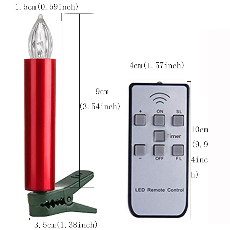 LED electrónica luz de la vela roja con clip de sincronización decoración del árbol de Navidad vela simulación control remoto luz de la vela al por mayor
