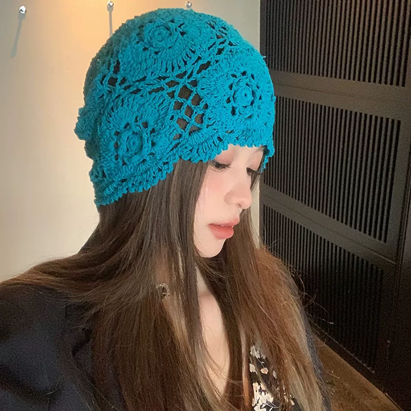 Французский пасторальный стиль ~ ручная вязка, вырезанная шапка с ворсом для женщин, весенне-летняя, ретро-этнический стиль, милая шапка-баоту для путешествий