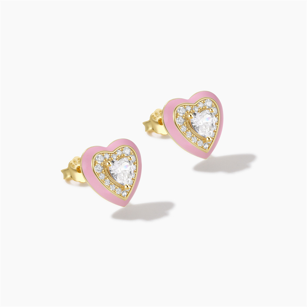 4g Weight 925 Sterling Silver Ear Needle Material Zircon Inlay Material Ear Studs Classification 1 Pair Quantity Holiday, Daily Occasion 925 Sterling Silver Material Heart Shape Pattern Women's Gender Plating Design Elegant, Simple Style Style 1 Pair 925 Sterling Silver Zircon Heart Shape Ear Studs 32