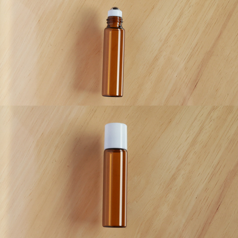 Botella roll-on para aceites esenciales cosméticos, botella marrón para aceites esenciales, botella transparente para reactivos, botella roll-on de vidrio, botella de perfume ámbar.