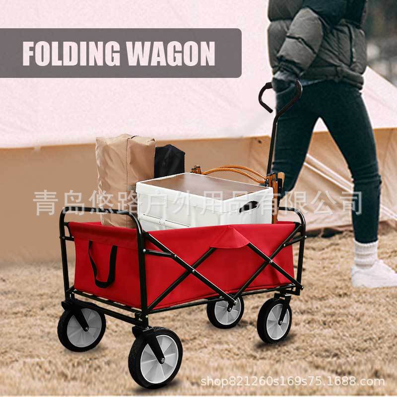 悠路平折款户外营地折叠推车超市购物折叠布兜车外贸出口拖车3013