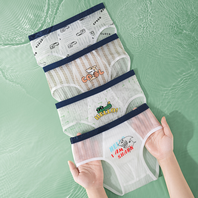 Wholesale New Kidsren's Underwear Triangle Combed Type a Pure Cotton Boxer Four-Corner Boy 7A Antibacterial Crotch Boy's Underwear