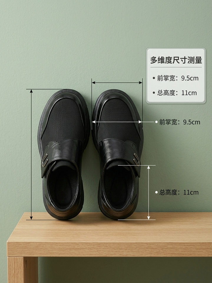 Giày lười nam da thật phối lưới thoáng khí, đế dày 3 cm chống trượt, gót thấp — Màu cà phê, màu đen chi tiết 19