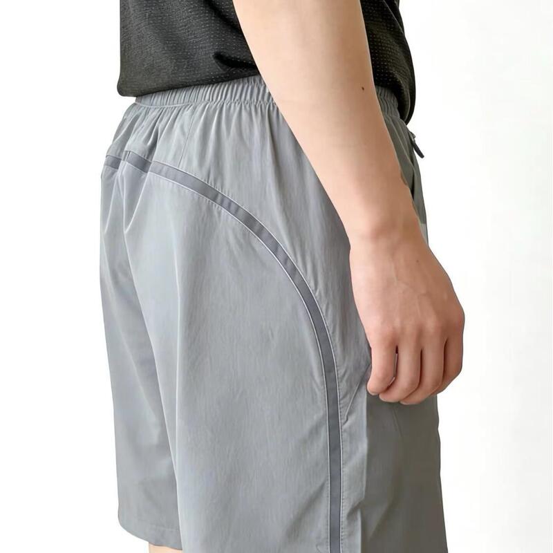 Summer Sports Running Shorts for Men, Marathon Fitness Training Quick-Dry Quarter-Length Shorts with Zipper Pockets, Thin Basketball Shorts