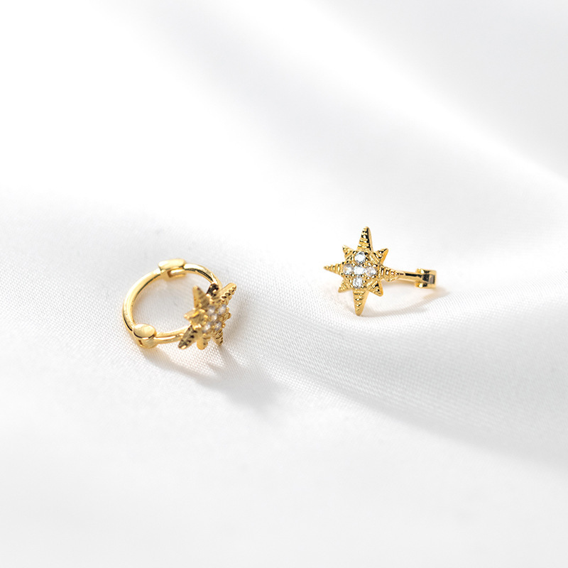 Eloch s925 botón de orejas de plata femenina pequeña brillante estrella de diamante de moda simple joyas de orejas G9524