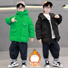 2023童装新款男童韩版加厚棉衣儿童连帽保暖男孩时尚棉服一件代发