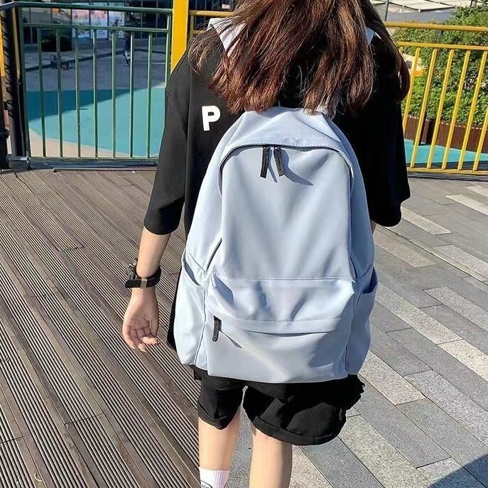 School Bag Female Ins College Student Simple Fashion Pure Color Large Capacity Junior High School Student New Trendyy Backpack Backpack