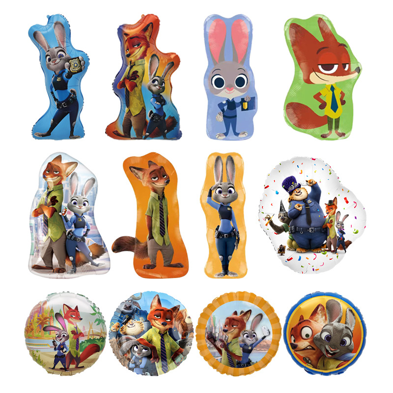 疯狂动物城Zootopia朱迪尼克卡通派对装饰动物乌托邦电影动画气球