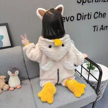 女童连体睡衣珊瑚绒女宝宝冬季家居服法兰绒秋冬款女孩儿童睡袋