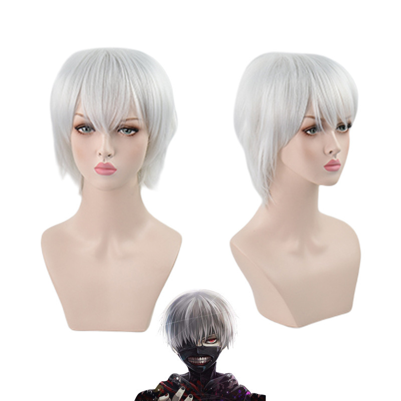 Tokyo Ghoul Kaneki Ken Cosplay Wig Cartoon Halloween Cosplay High-Temperature Fiber Wig Tokyo Ghoul Kaneki Ken Cosplay Wig Cartoon Halloween Cosplay High-Temperature Fiber Wig