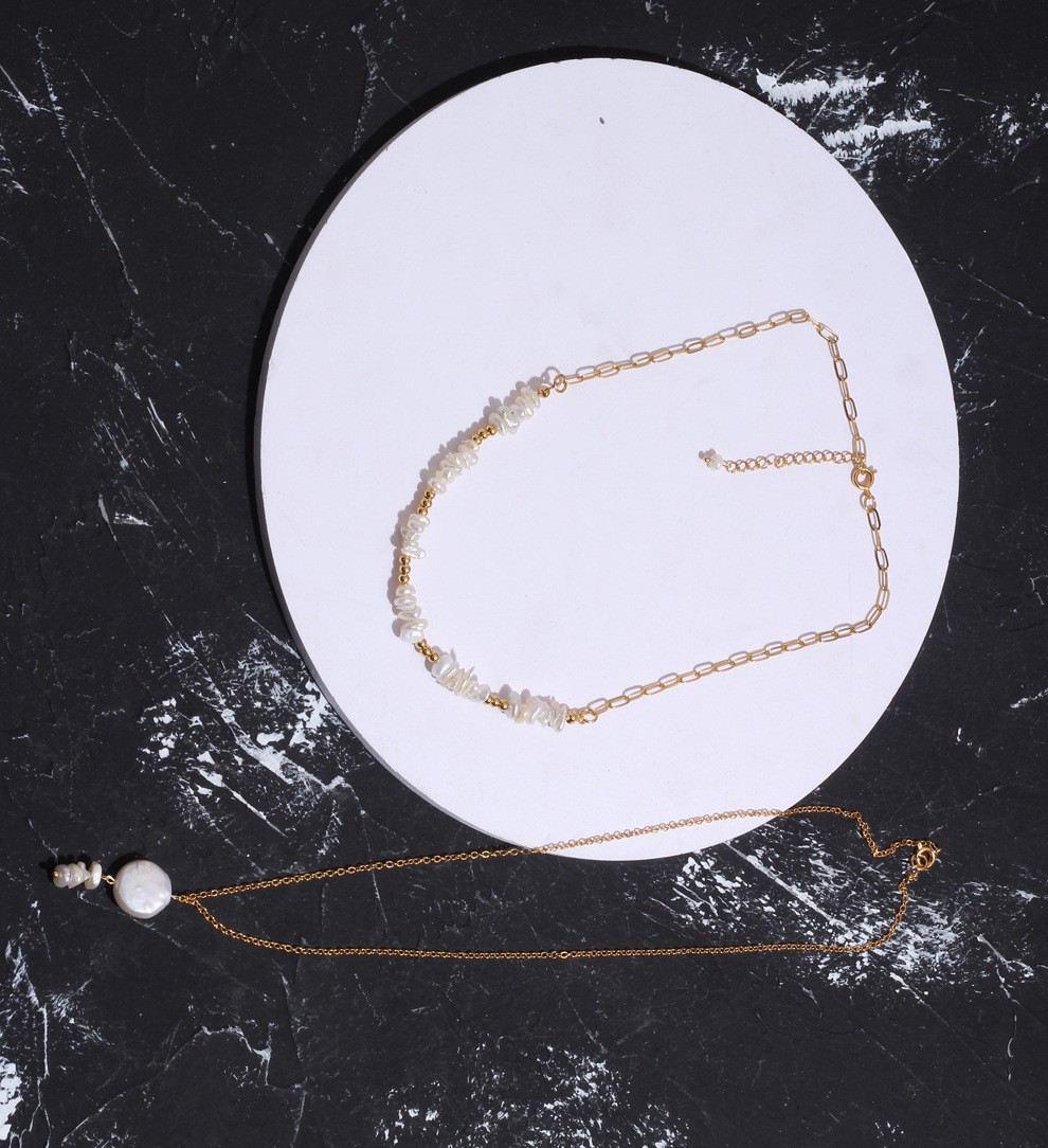 28g Weight Earrings, Necklace Classification 2 PCS/Package Quantity Holiday, Daily Occasion Freshwater Pearl, Titanium Steel Material Geometric Pattern Women's Gender Beaded Design Simple Style Style 2 PCS/Package Freshwater Pearl Titanium Steel Freshwater Pearl Jewelry Sets 5