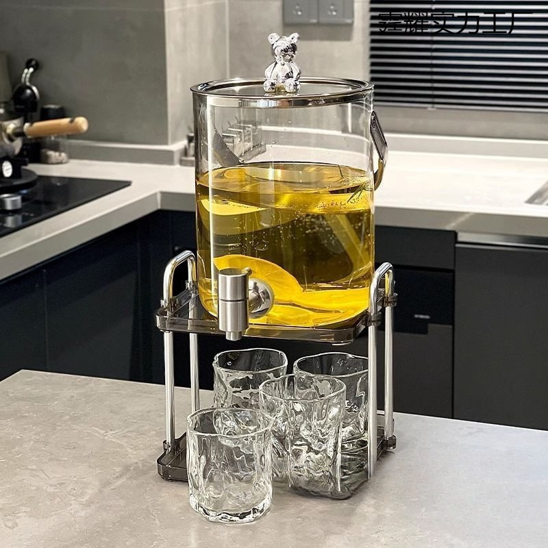 玻璃大容量桶可乐水瓶饮料冷水壶轻奢龙头水果茶带套装家用|undefined