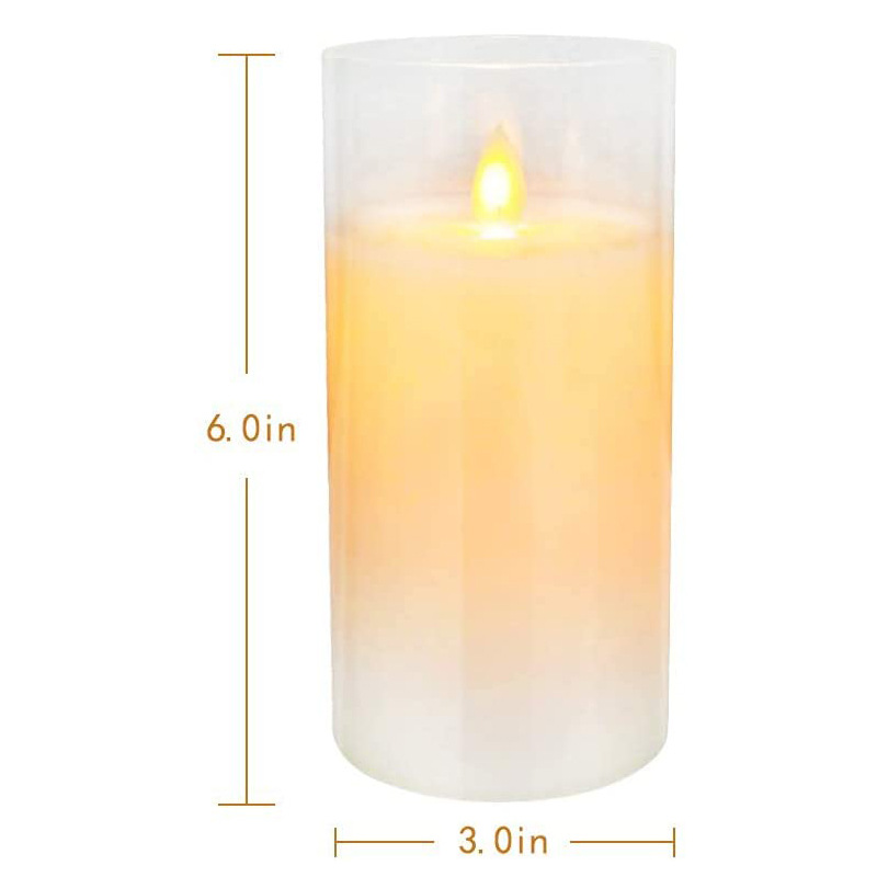 Vela LED oscilante de parafina en vaso de vidrio color té/gris/blanco, luz electrónica navideña, decoración para el hogar, luz de velas para bodas