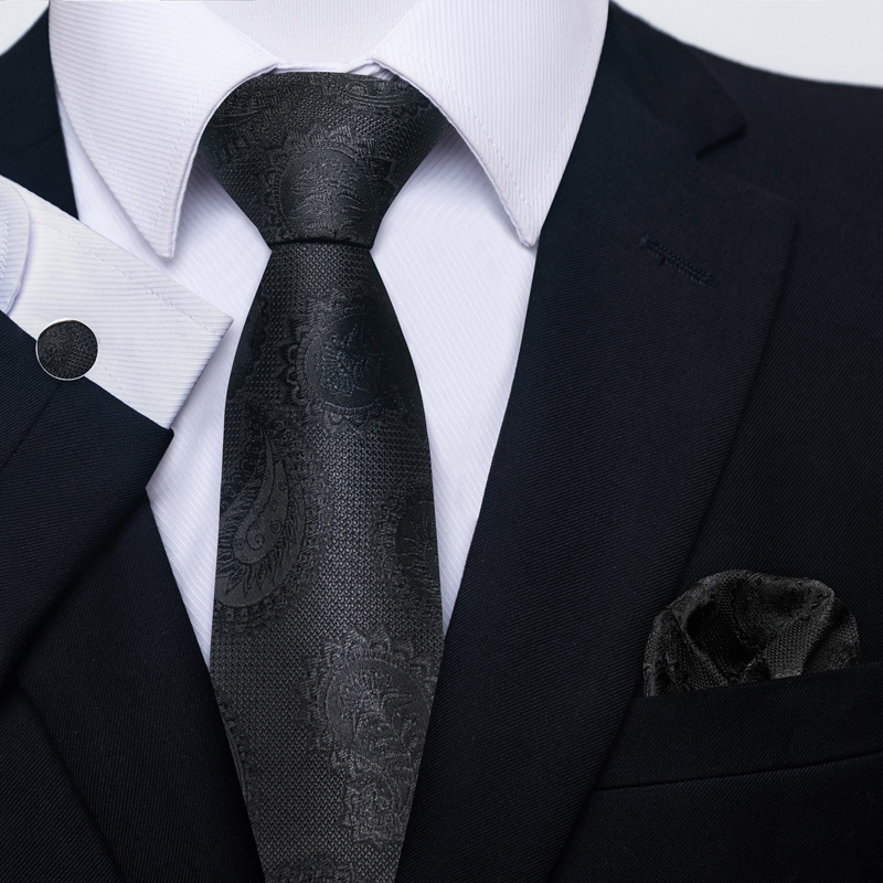 Paisley Men's Necktie Pocket Square And Cufflinks Gift Set_voghion.com