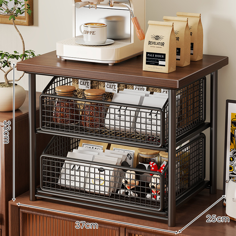 Estante de Mesa para Cafetera de Hierro, Multifuncional y Deslizable, para Cocina y Cafetería