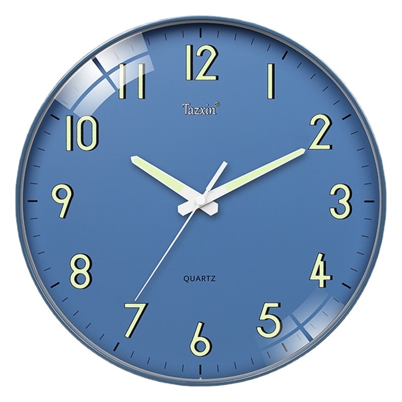 Amazon Reloj de pared en stock al por mayor suministro directo de fábrica LOGO luminoso reloj colgante sala de estar reloj de cuarzo mudo reloj