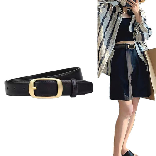 PU leather women's Korean-style versatile belt for women, with needle fastener and stylish decoration, denim-inspired, minimalist