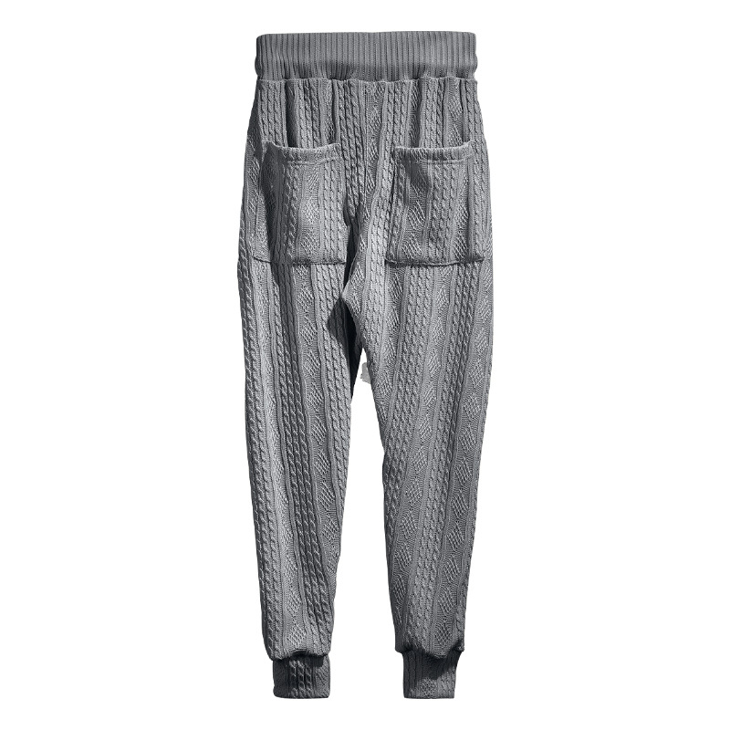 Men's Jacquard Jogger Pants, Casual Trousers With Drawstring_voghion.com