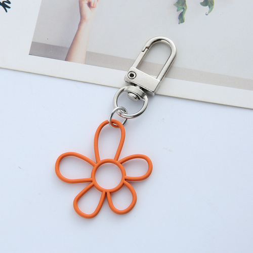 Creative Personality Candy Color Hollow Flower Keychain Ins Simple Ornament AirPods Earphone Case Keychain Hanger