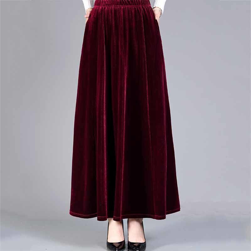 Velvet Midi Skirt for Women, Mature Style, 2025 Autumn and Winter New Model, Slimming, Long, Elegant, Flared A-Line Skirt, Umbrella Skirt Velvet Midi Skirt for Women, Mature Style, 2025 Autumn and Winter New Model, Slimming, Long, Elegant, Flared A-Line Skirt, Umbrella Skirt