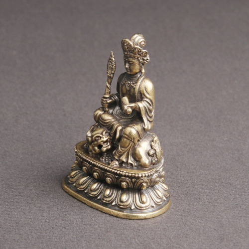 Brass Manjushri Bodhisattva Buddha statue tabletop ornaments copper sculpture religious worship statues handicrafts antiques old copper wholesale