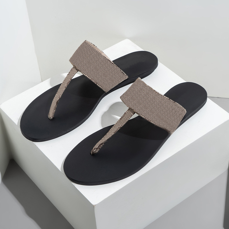 Women's Herringbone Flat Sandals Designer Style Summer Slides_voghion.com