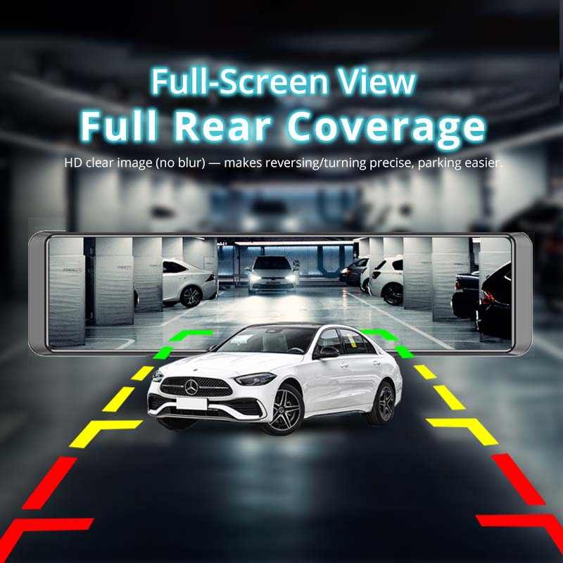 12inch Real-Time Navigation Streaming Cloud Mirror 4-Way Dash Cam with High-Definition Night Vision, Front and Rear Bluetooth Reversing Images