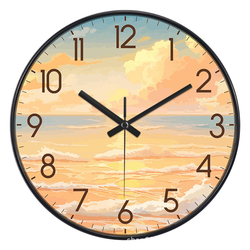 Reloj pastoral moderno nórdico de lujo ligero, reloj de pared de radio para sala/dormitorio/hogar, reloj de cuarzo de arrebol