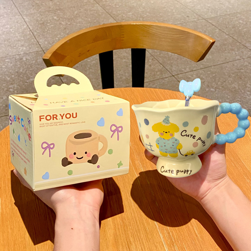 見栄えの良い誕生日プレゼントセラミックカップかわいいマグカップ飲料水クリエイティブホームコーヒーカップ親友カップギフトボックス|undefined