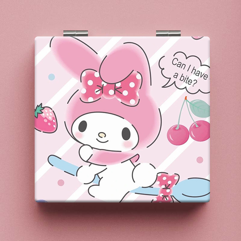 Lindo espejo pequeño Sanrio Kulomi espejo de maquillaje portátil de alto valor espejo de maquillaje portátil dormitorio de estudiantes espejo de maquillaje plegable