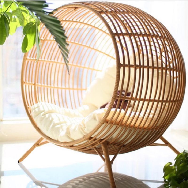 Silla de caña swinging popular en línea al aire libre, silla colgante de nido de pájaros, cama redonda interior y exterior, balcón de alojamiento residencial, lugar escénico, combinación de sofá perezoso