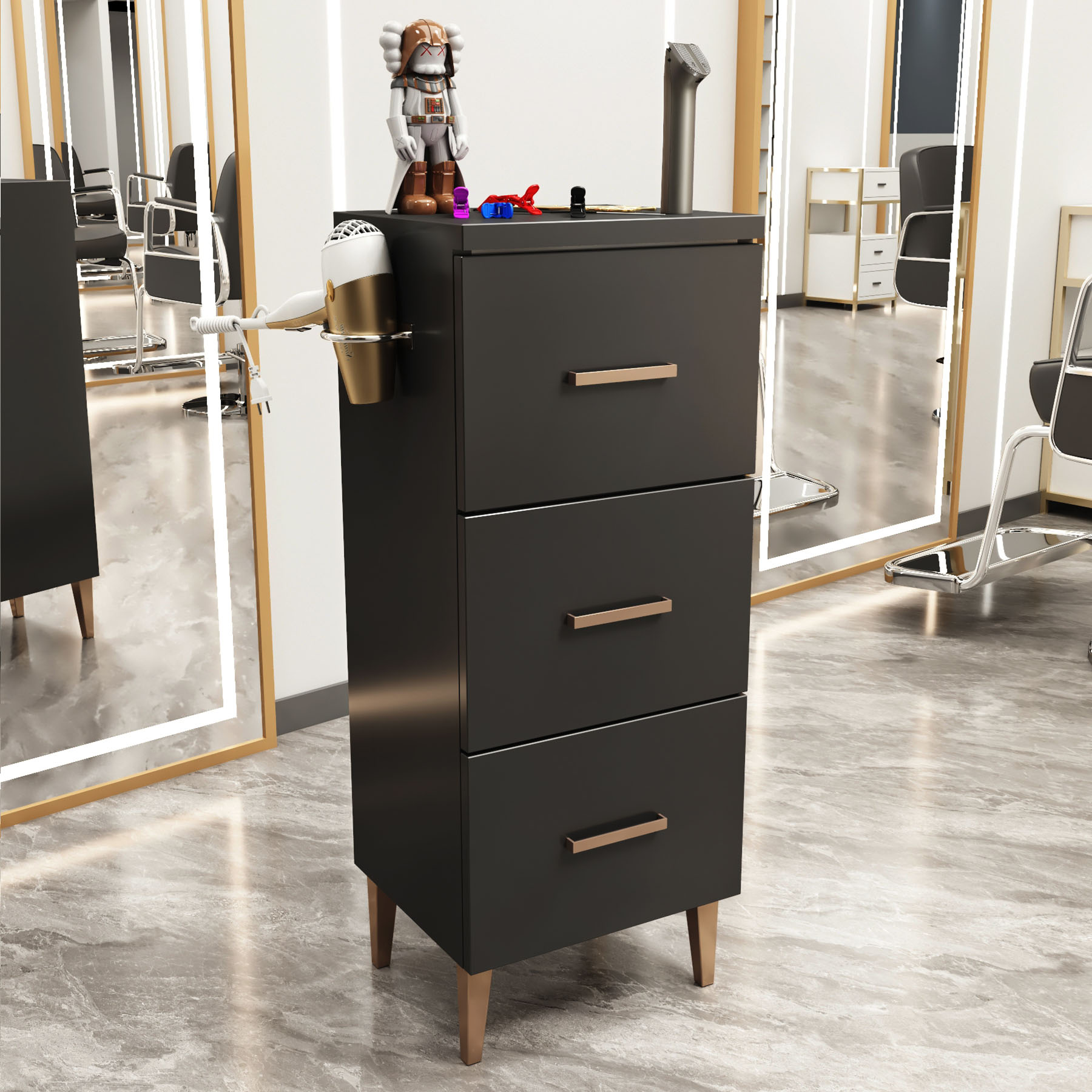 Nuevo gabinete de herramientas de peluquería de alta calidad gabinete de salón de peluquería carro móvil sin instalación móvil gabinete de herramientas de almacenamiento de madera sólida