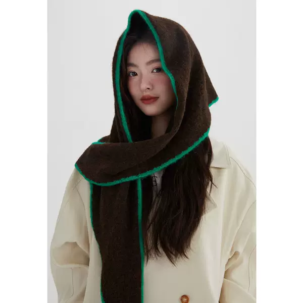 Cross-Border Solid Color Wool Triangle Scarf Shawl for Women Autumn and Winter Knitted Outer Vest Warm Scarf Shawl Multi-Purpose Headscarf