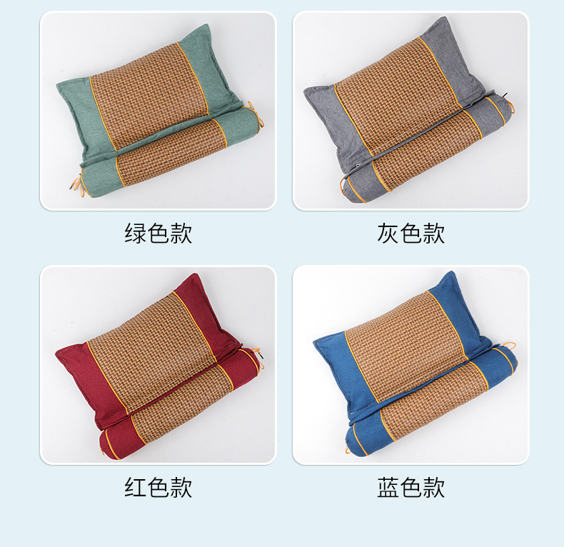 Mugwort Cooling Pillow Ai Cao Lian Ti Zhen Summer Sleep Pillow with Rattan Mat Cover for Neck Support key features