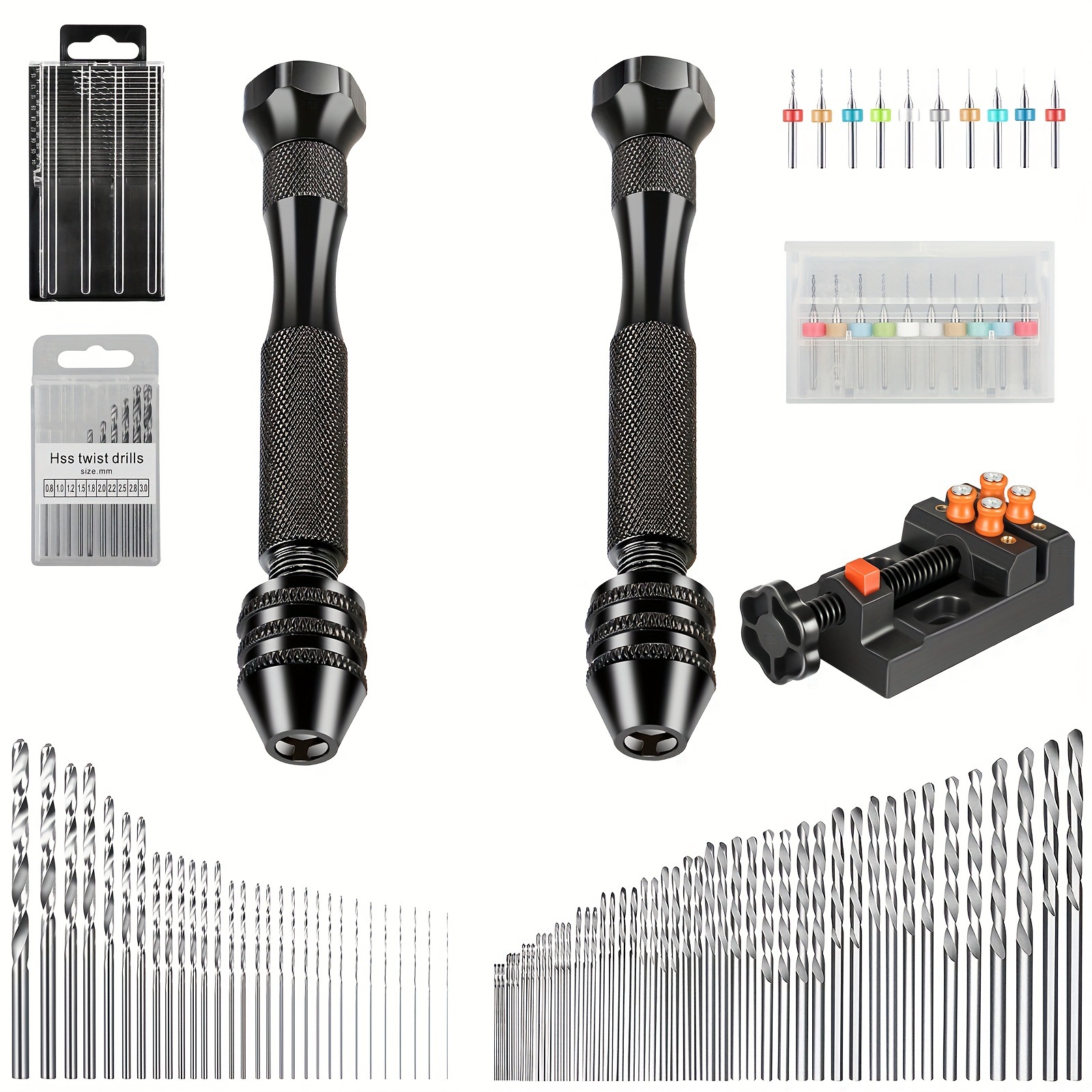2025新款跨境30/60个针型虎钳手钻钻头套装微型扭转木钻头