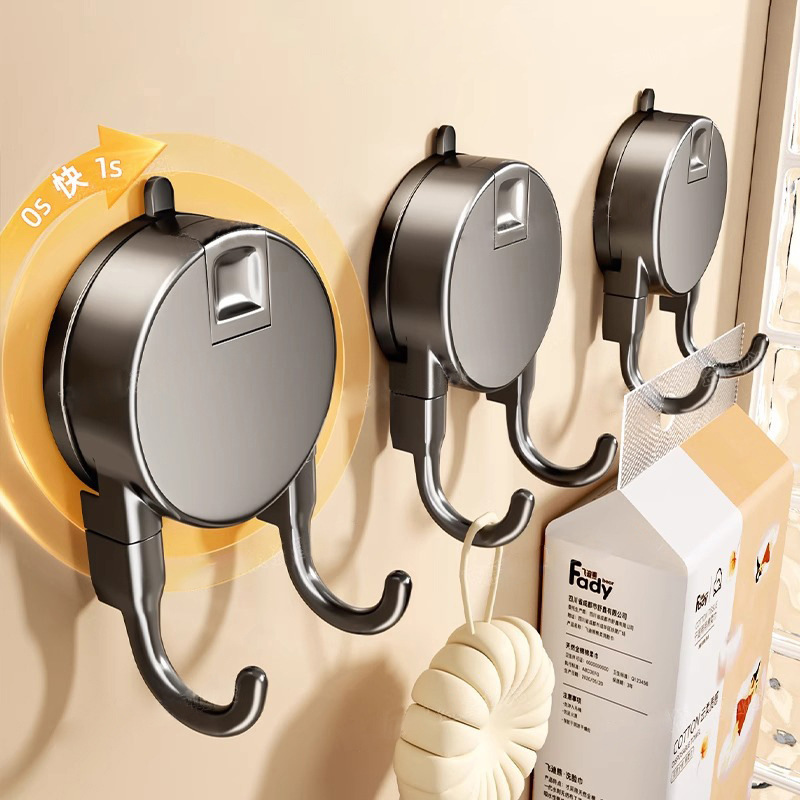 Wall-Mounted Coat Rack Behind the Door, Bathroom Hook, Strong Vacuum Suction Hook, No-Drill Adhesive Hook